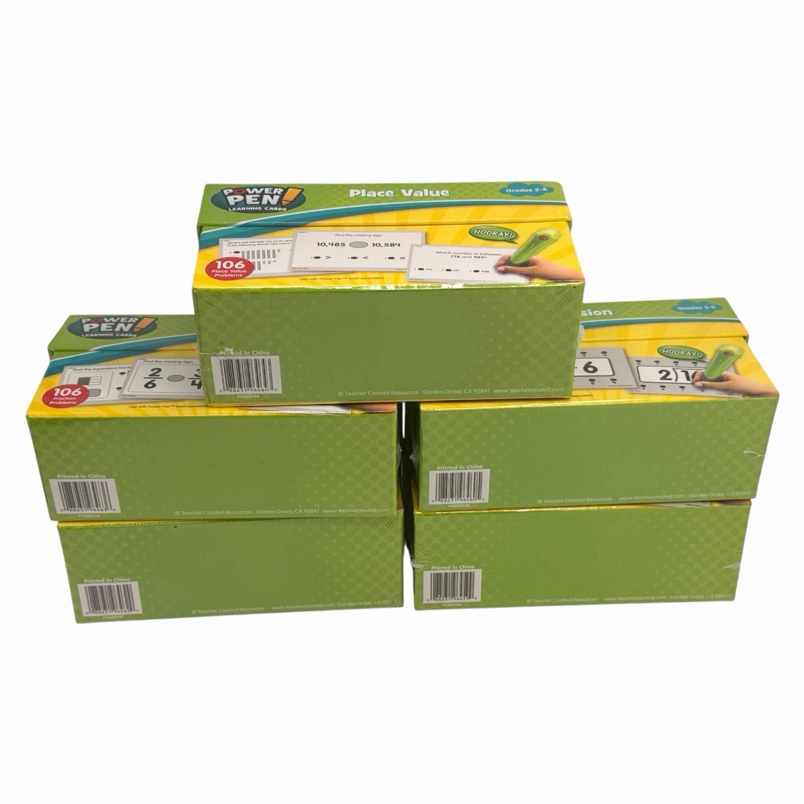 Power Pen Learning Cards Numbers Lot of 5 Time Division Place Value Mult & Fract