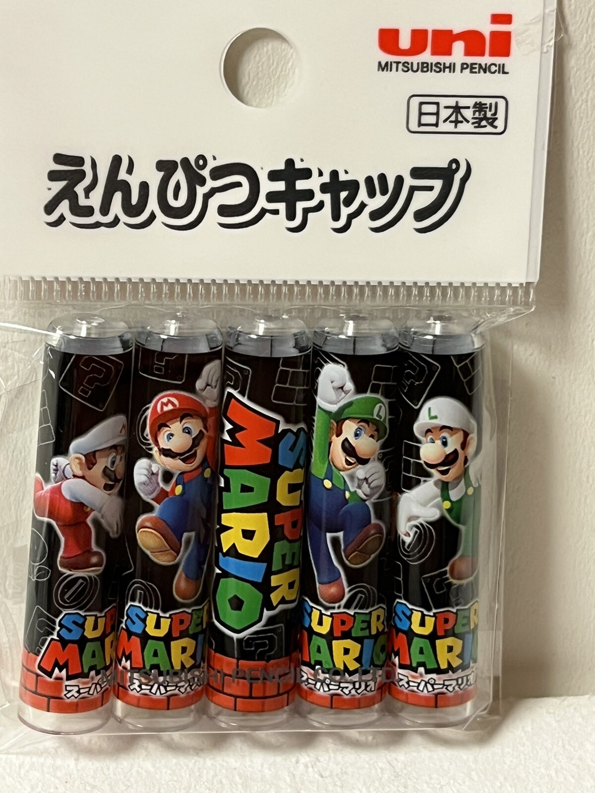 Super Mario Pencil Eraser Underlay Pencil cap Mitsubishi Pencil Made in Japan