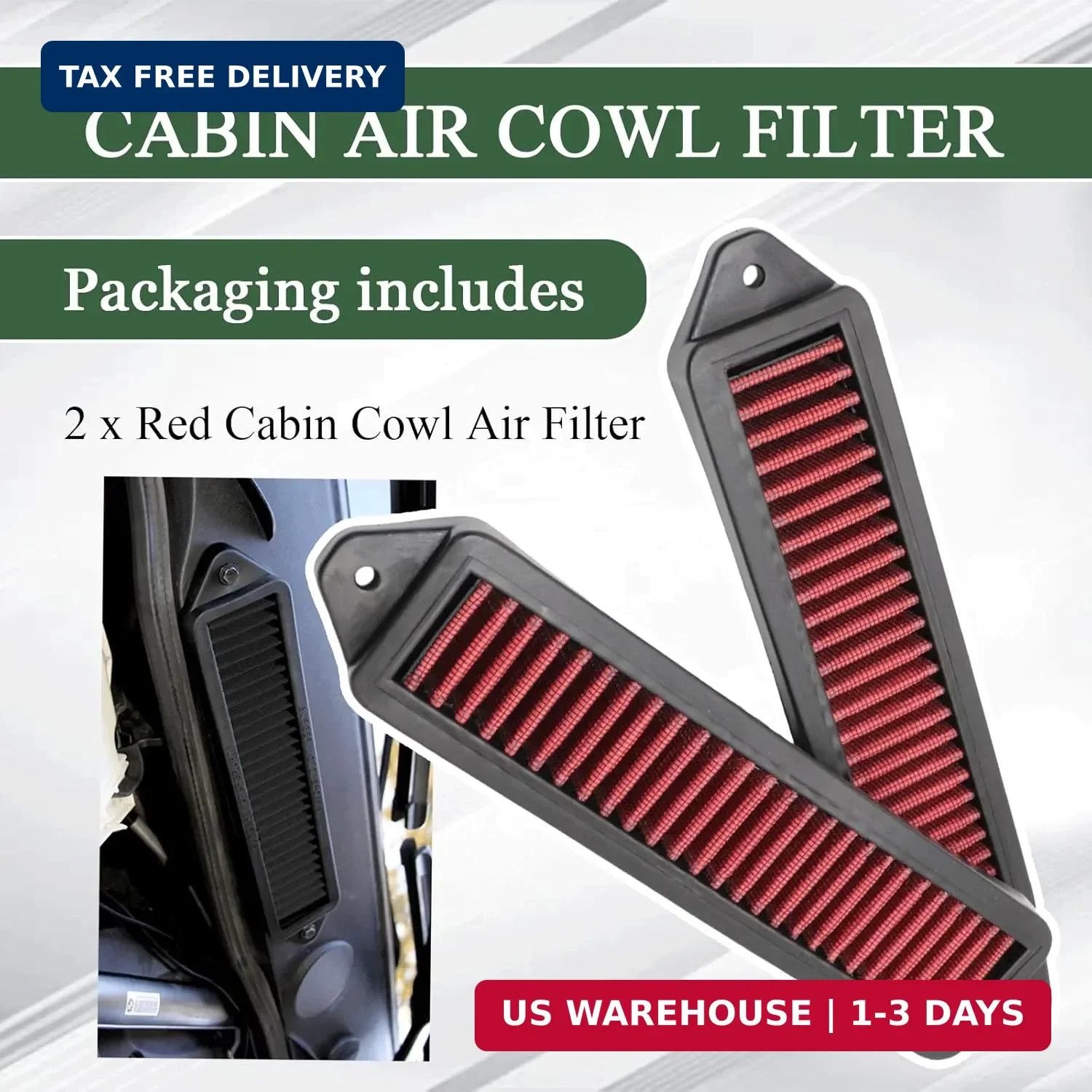2Pcs Red Cabin Air Cowl Filter Compatible With BMW E chassis E90 E91 E92 E93 E82