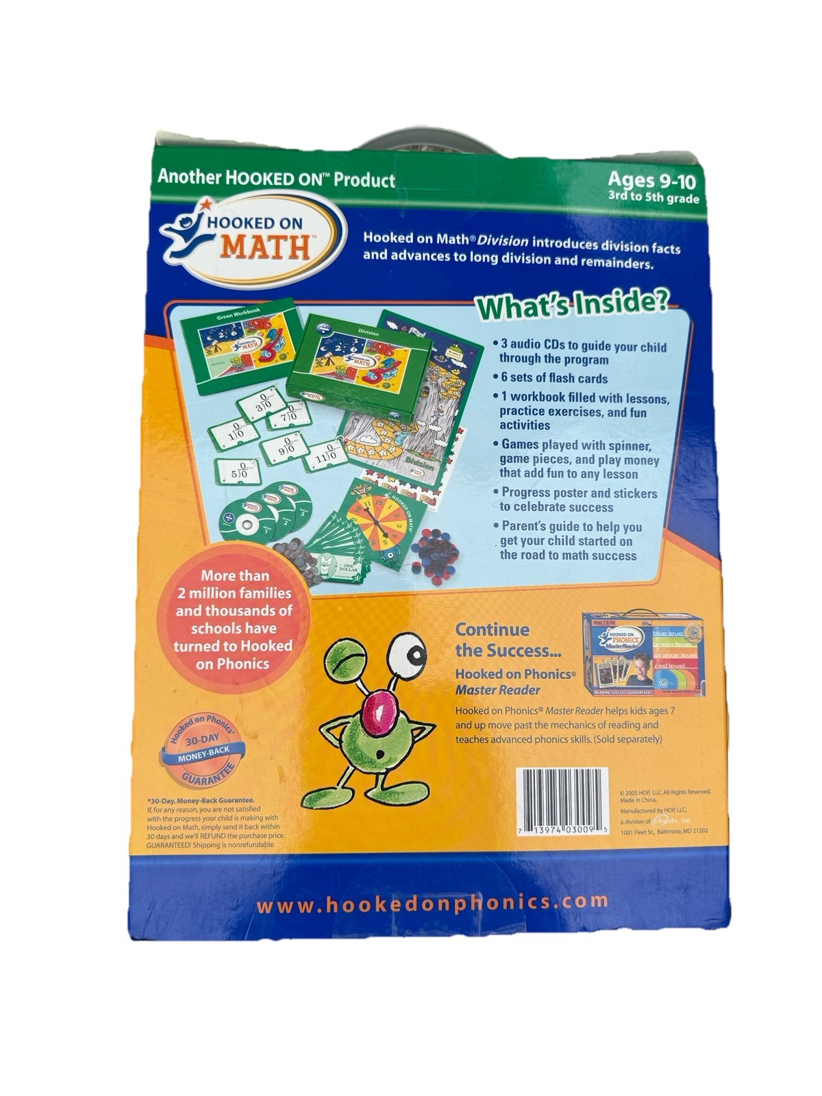 Hooked on Math Ages 9-10 Division 3rd-5th Grade CD Flashcards Workbooks 2005 New