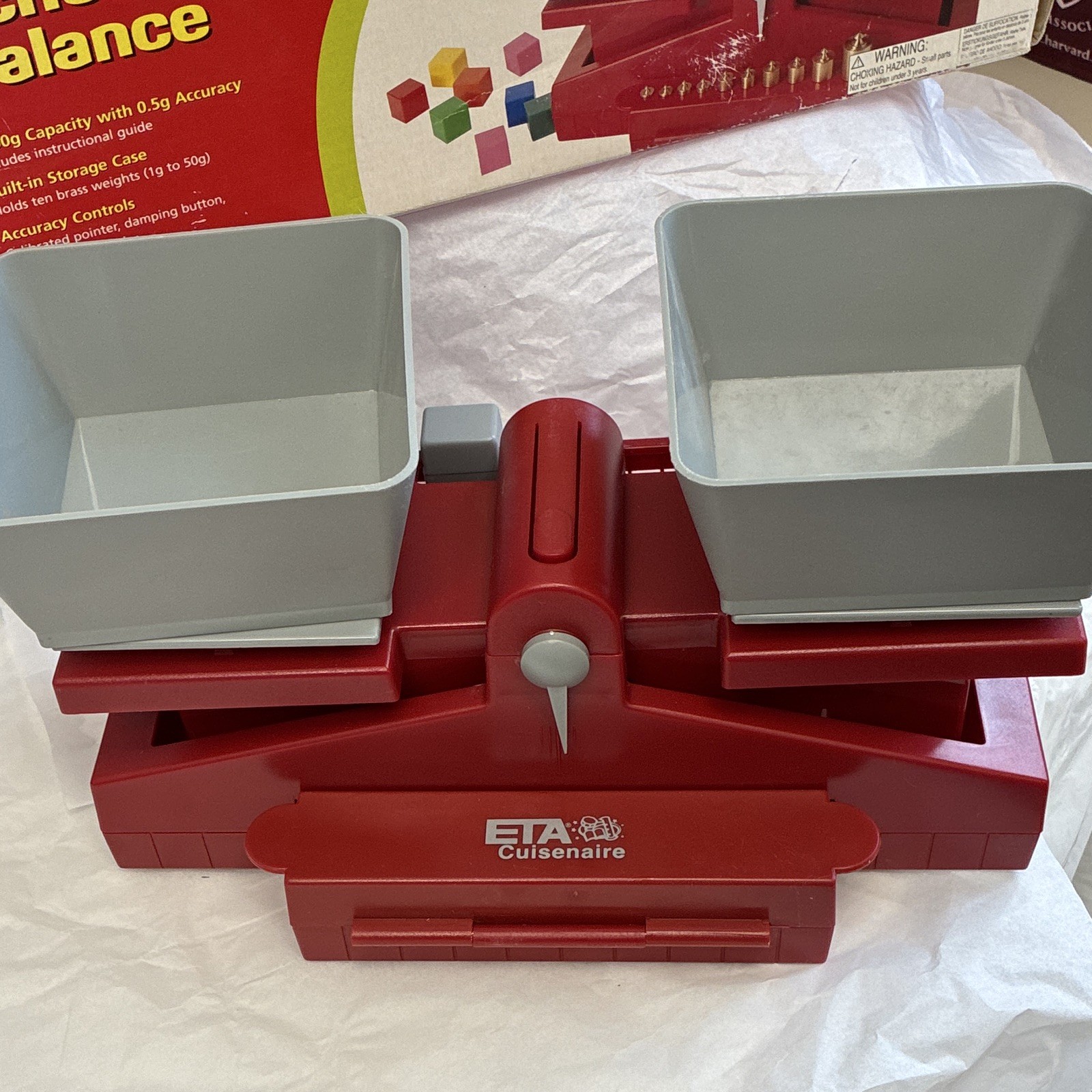 ETA Cuisenaire Precision School Balance Scale ETA 408 w/ Weights, Red/Gray