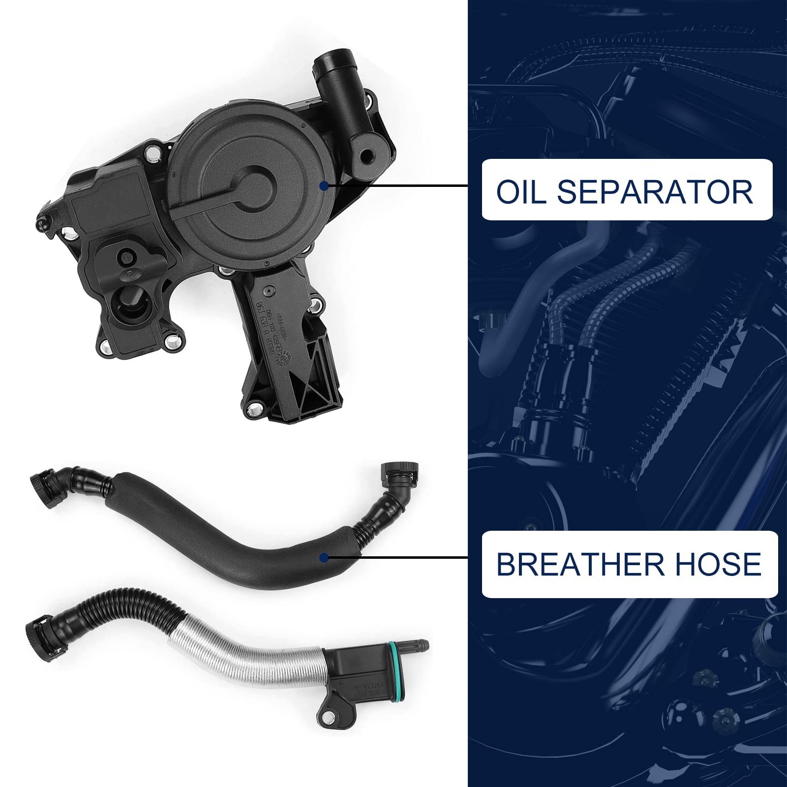 PCV Crankcase Vent Valve Breather Hose Kit Oil Separator Compatible with Audi…