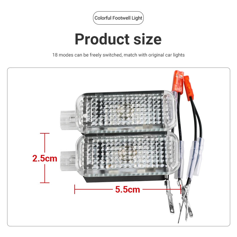 LED Footwell Lights for Audi A1 A3 A4 A5 A6 A7 A8 Q2 Q3 Q5 TT 7 Colors 18 Modes