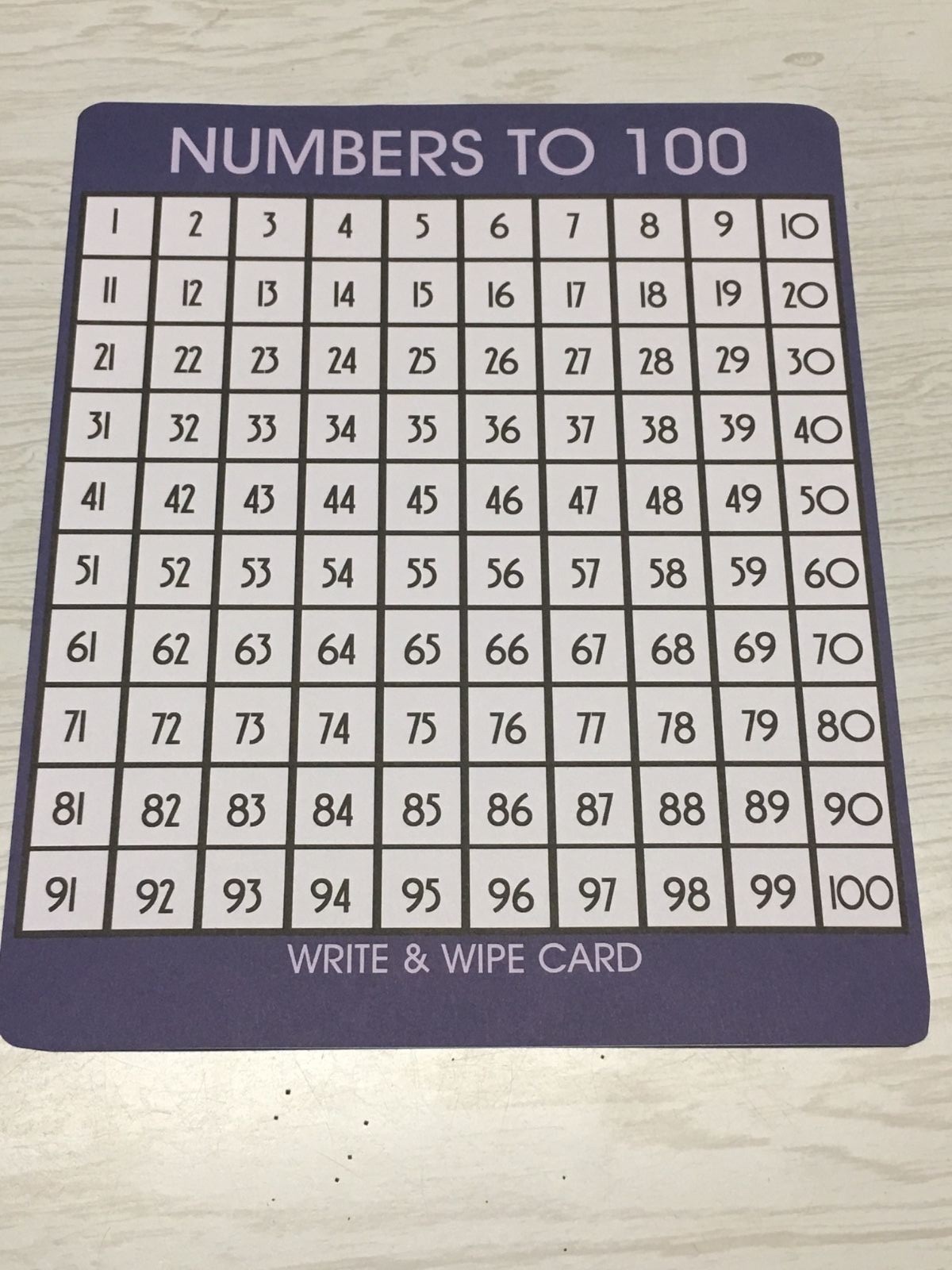 Set of 10 – Math Laminated Number to 100 Work Mats – Dry Erase