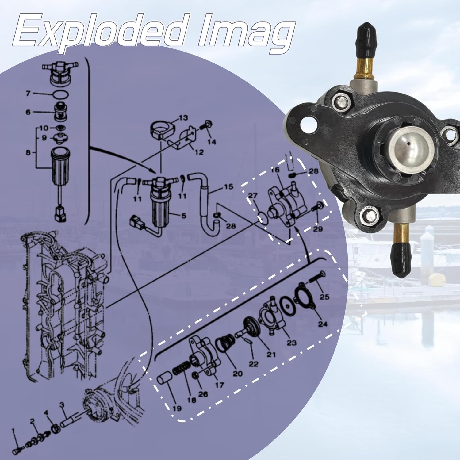 68V24410 Fuel Pump for Yamaha F75 F80 F90 F100 F115 & Mercury 4 Stroke Outboards