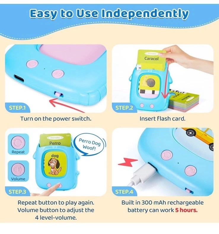 Toddler Toys Talking Flash Cards for 2 3 4 5 6 Year Old Boy Girl