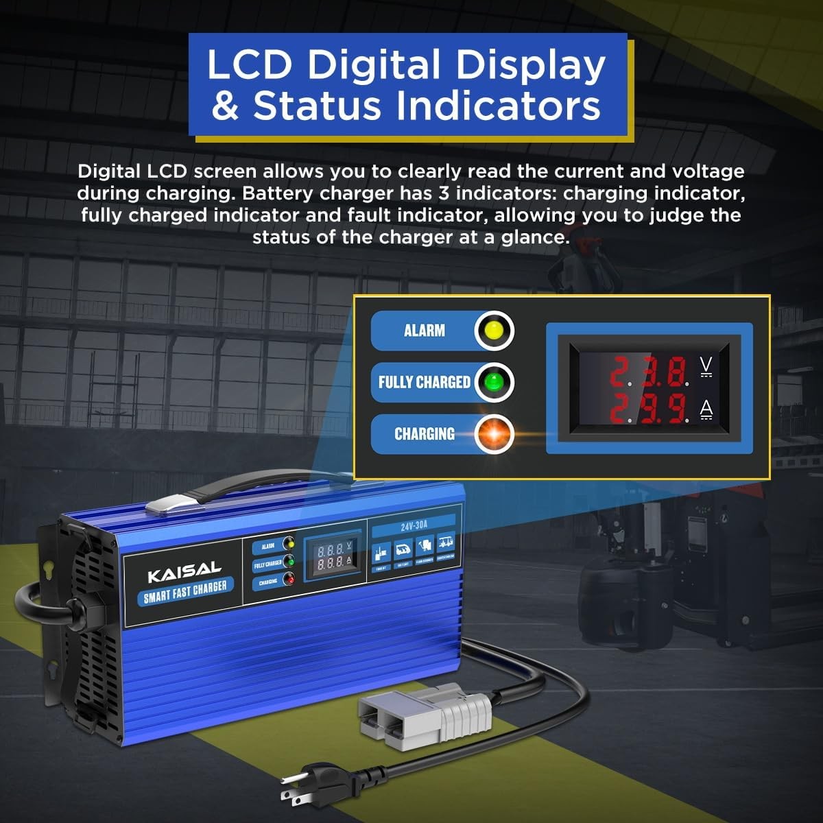 Forklift Battery Charger 24V 30A Smart 24 Volt Charger 900W Fully-Auto LCD
