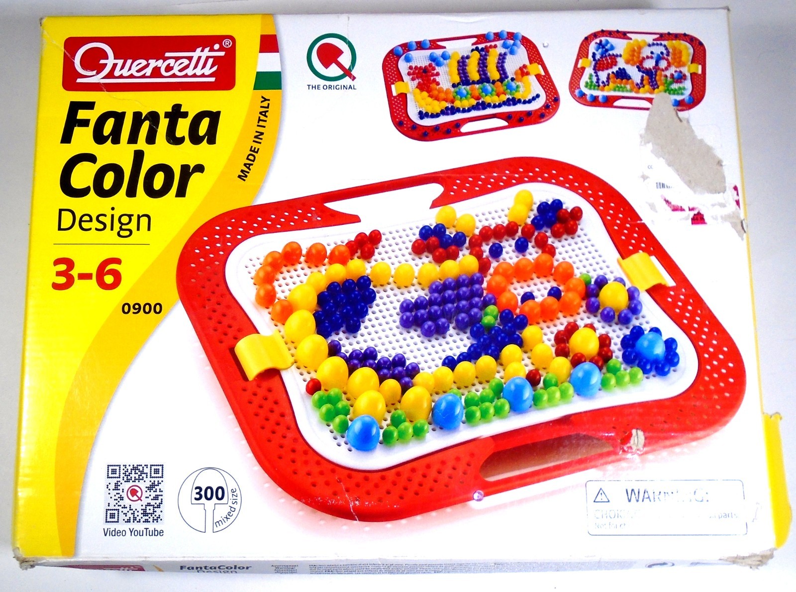 Quercetti Fanta Color Design 300+ Piece Mosaic Peg Board Set – Ages 3+