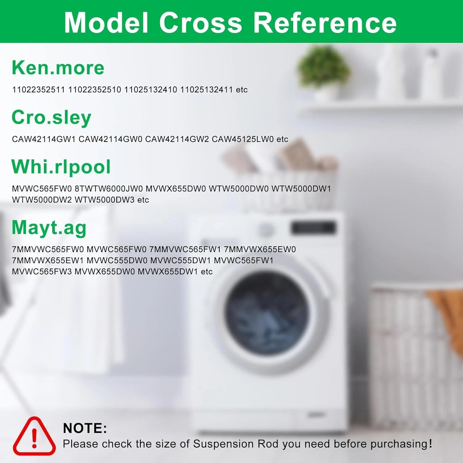 【2025 Upgraded】Suspension Rod Kit for Whirlpool May.tag Ke.nmore MVWC565FW1
