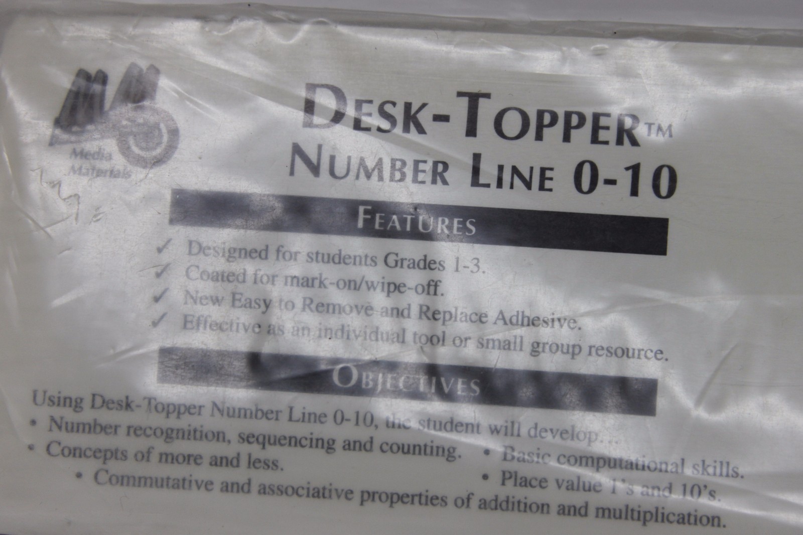 MEDIA MATERIALS Grades 1-3 Desk-Topper Number Line 0-10 (35 pieces) – 10″ Ruler