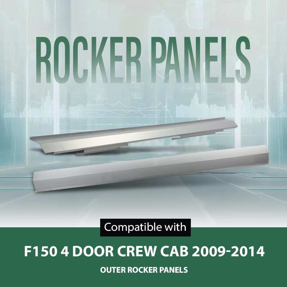 09-14 Ford F150 Crew Cab Slip-on Rocker Panel Guard Plates Pair Left & Right
