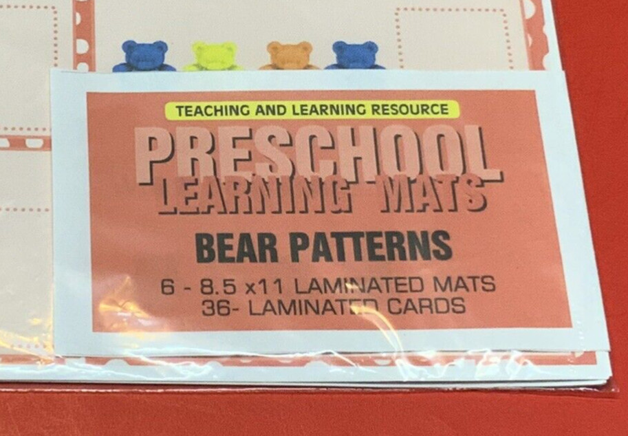 Bear Counters Pattern – Set of 6 Learning Mats / Cards – Laminated Activity