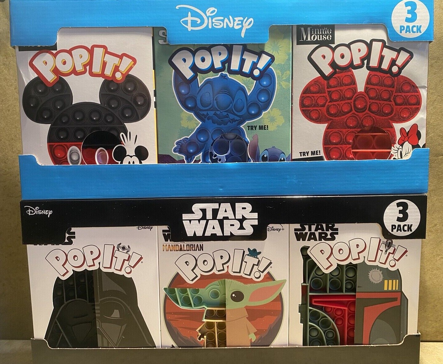 Disney Pop It! 3 Pack Your Choice of Mickey or Star Wars Variety 3 Pack