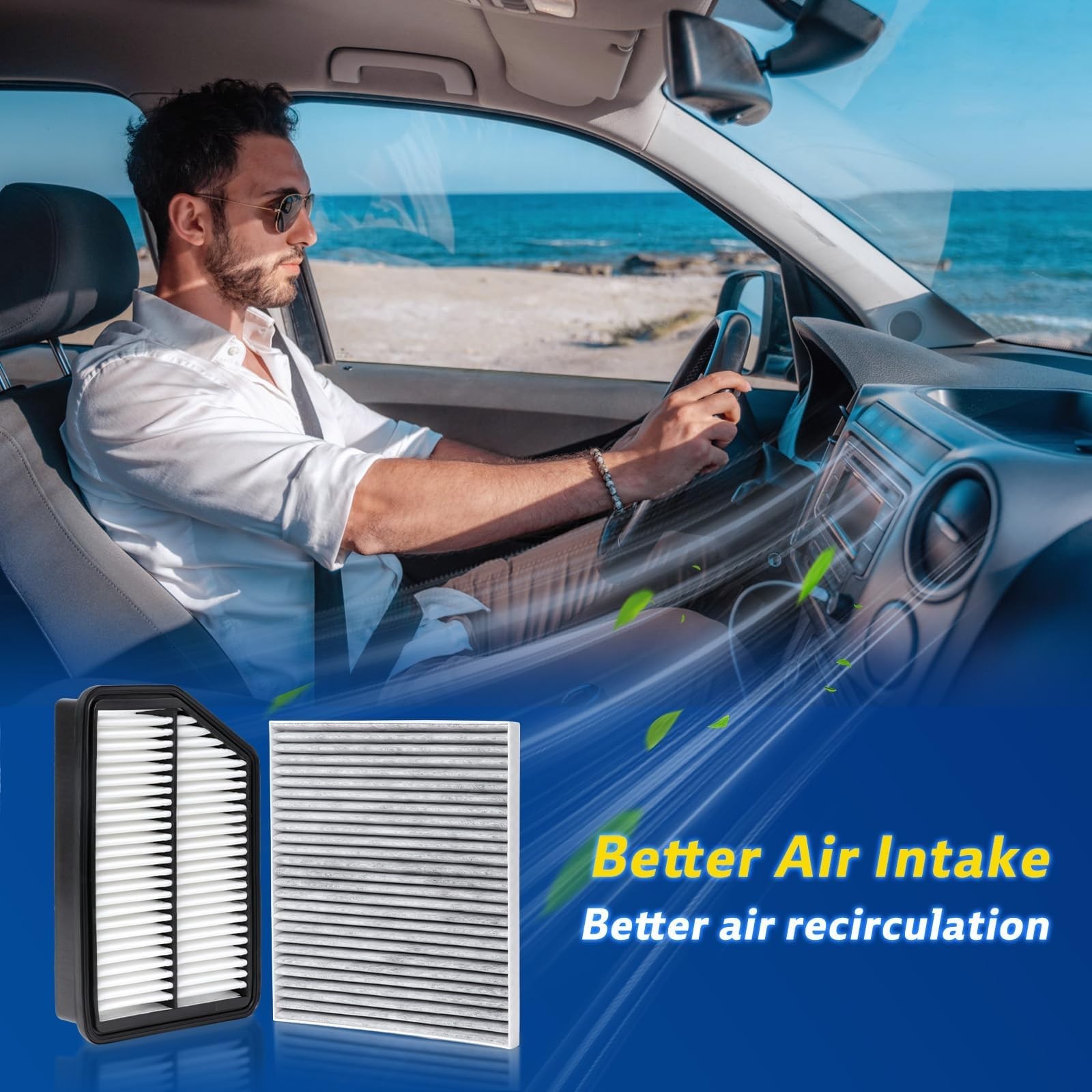 Cabin Engine Air Filter Kit for Rondo (2014-2017 2.0L), Forte (2014-2016 1.8L…