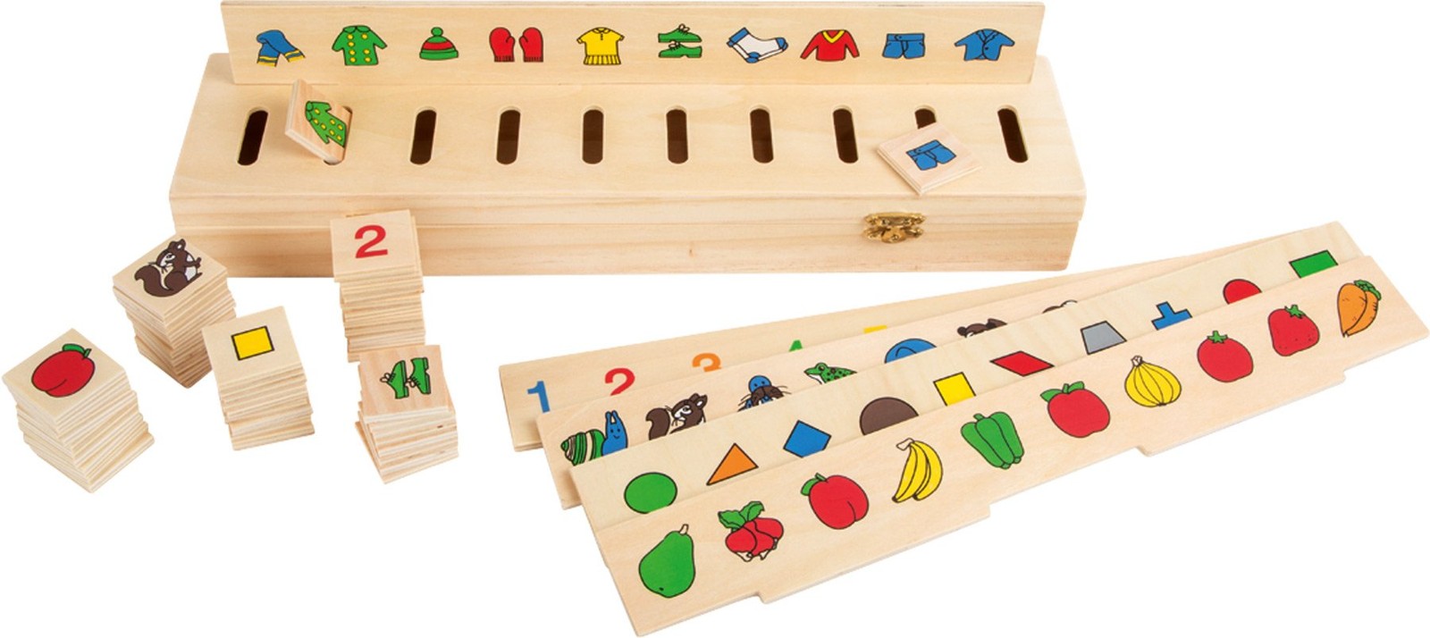 small foot 6494 wooden image sorting box, with 50 symbol plates, trains the reco