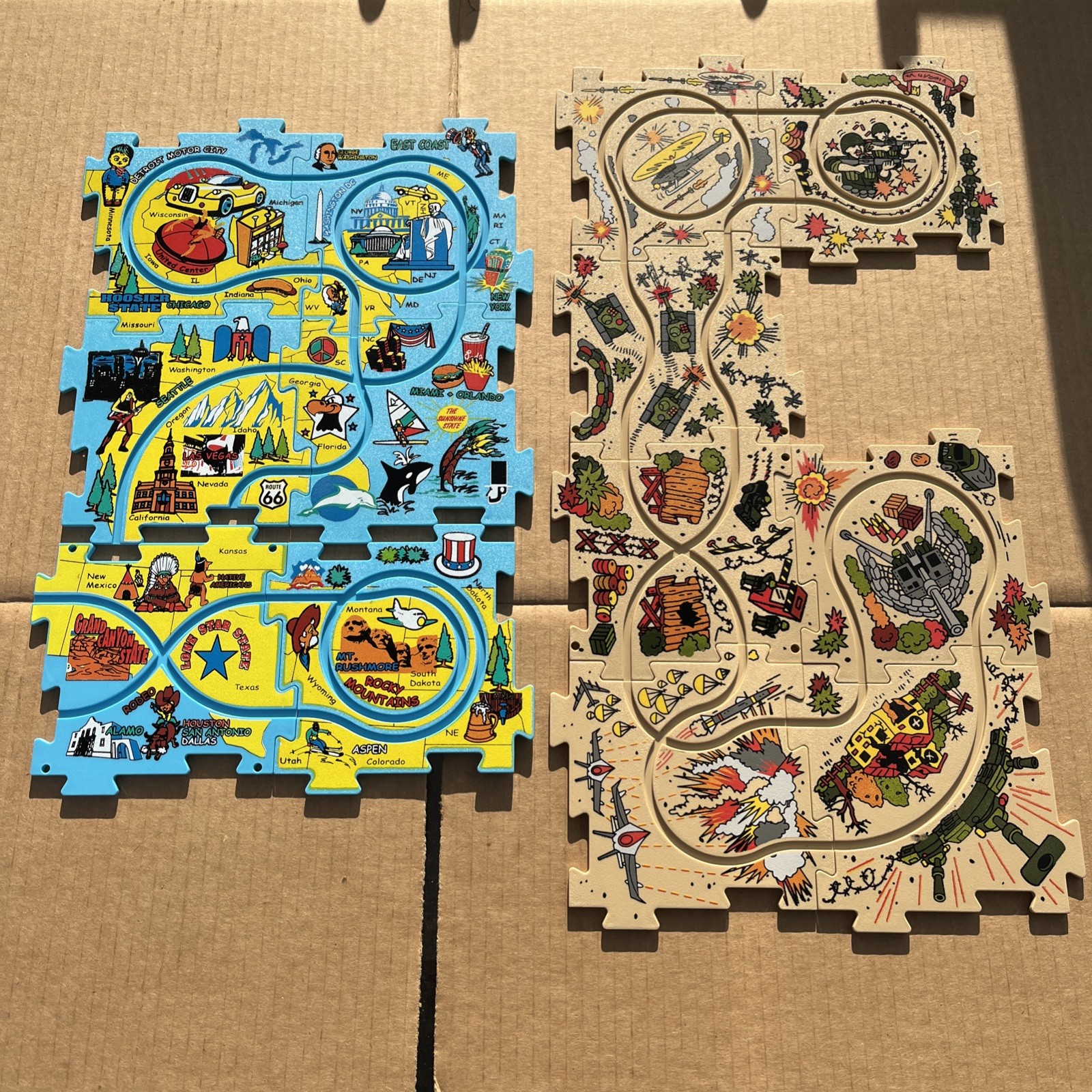 Puzzle Track Car Play Mixed Lot of 13 Pieces Plastic Puzzles (NO CARS)