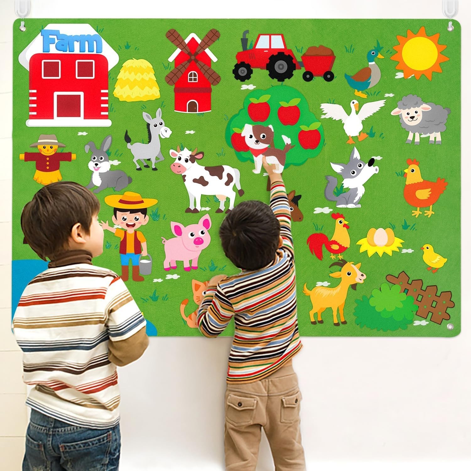 Large Farm Animals Felt Board 3.5ft Wall Hanging for Social Skills Development