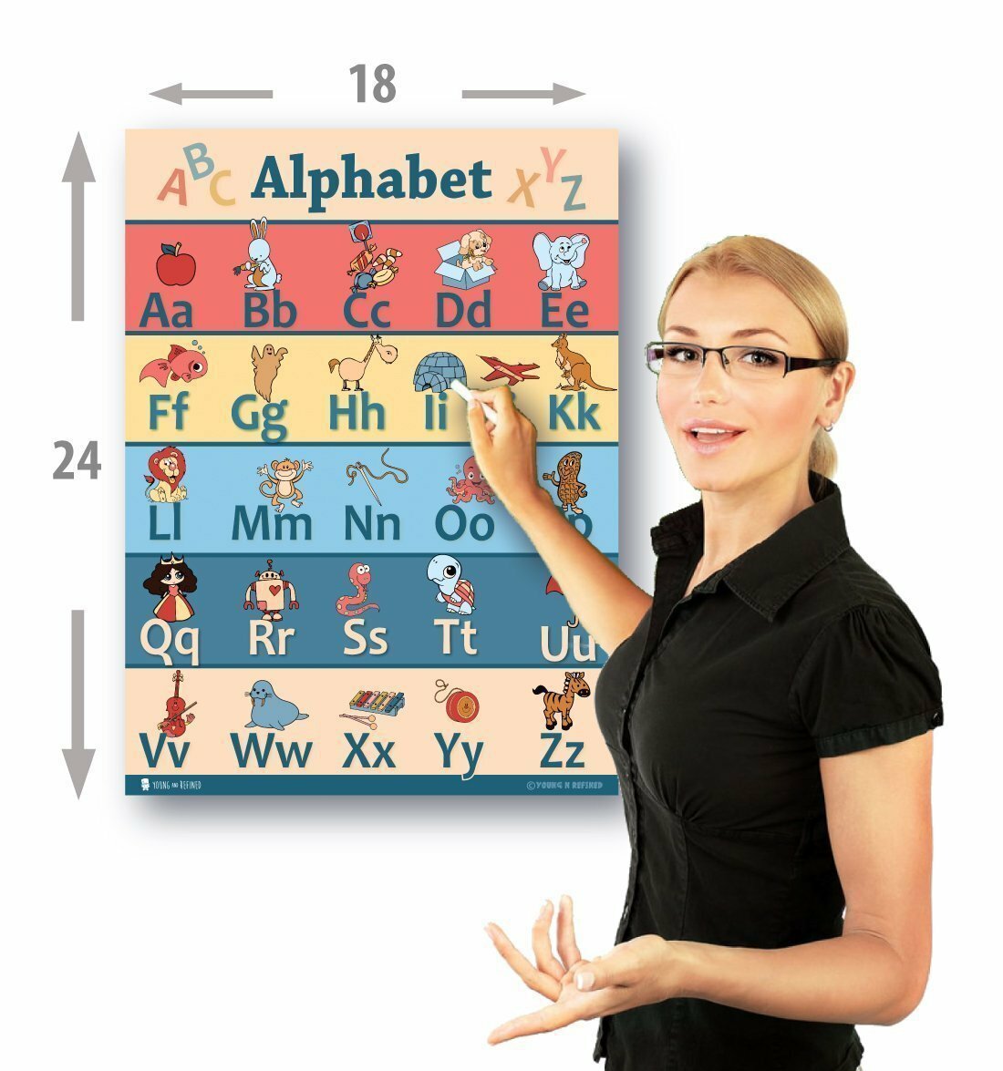 Learning Colorful ABC Chart Poster Preschool Classroom