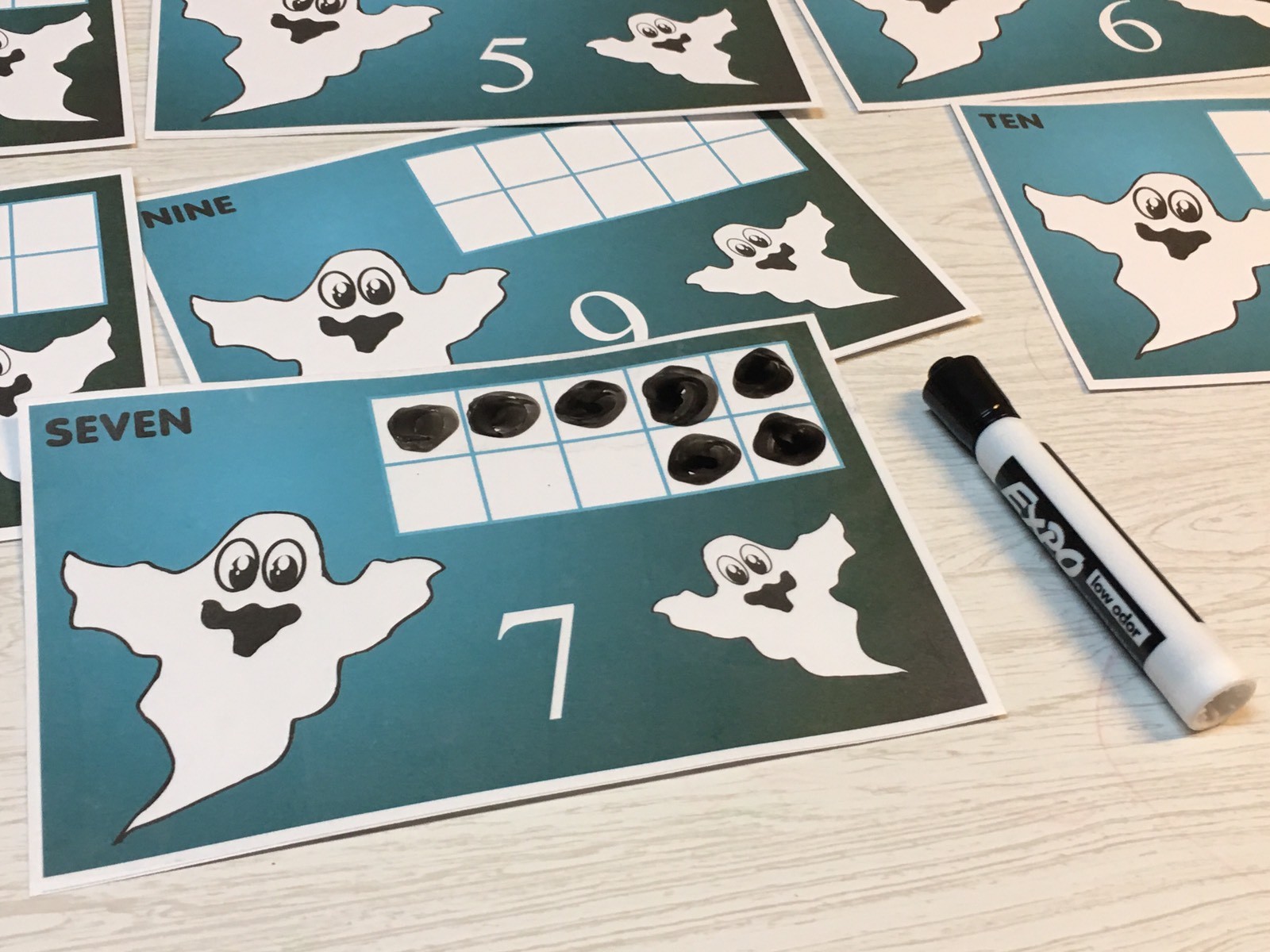 Ghost – Dry Erase – Laminated Activity Set – Teaching Supply Ten-frames