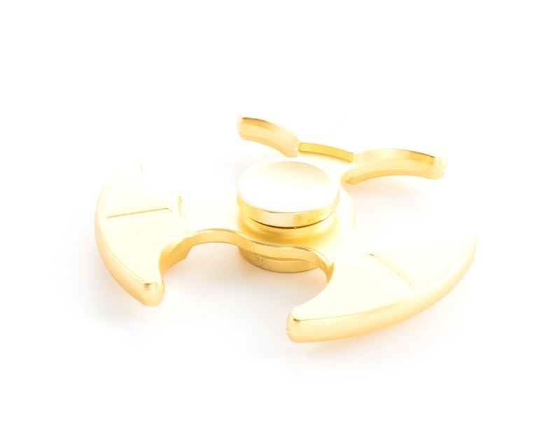 FIDGET FINGER HAND SPINNER PREMIUM METAL TRI BLADE AXE GOLD EDC FOCUS STRESS