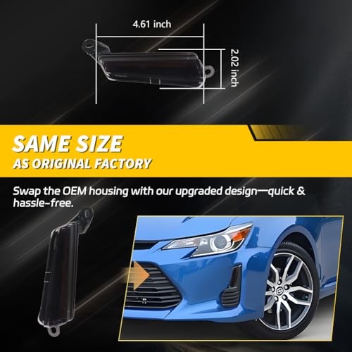 Front Signal/Corner Light Compatible with 2014 2015 Smoked Lens + White Light