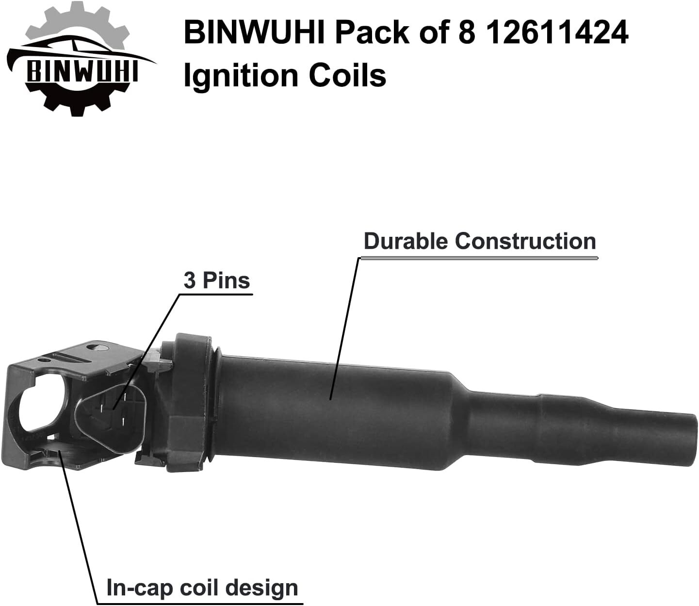 Pack of 6 Ignition Coils Compatible with BMW 325i 325Ci 328i 330Ci 335i 525i