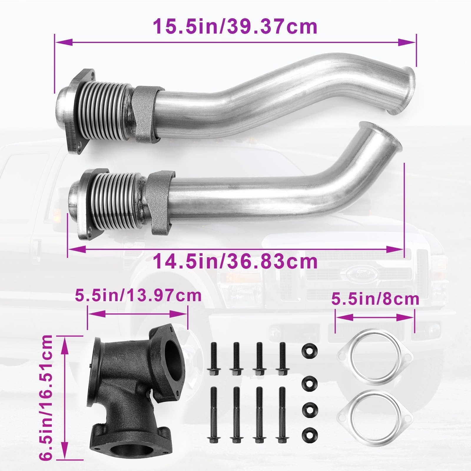 FEXON Turbo Diesel Exhaust Manifold Bellowed Up Pipes Kit Compatible with For…