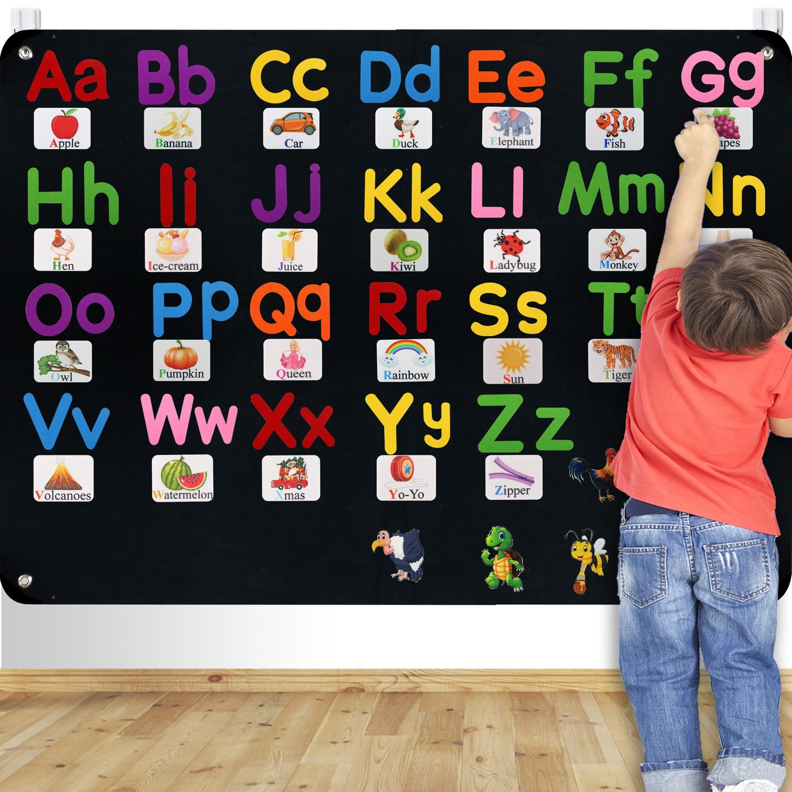 130 Pcs Alphabet Learning Toys Letters-Felt Montessori Board for Toddlers wit…
