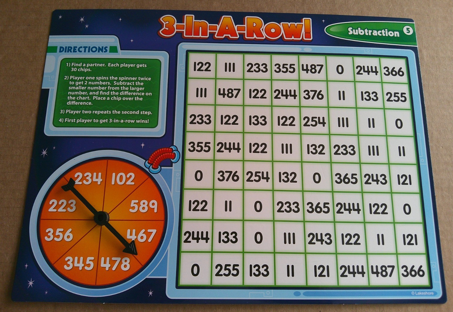 Lakeshore Learning – 3-in-A-Row! Multilevel Math Game – Subtraction # FF547