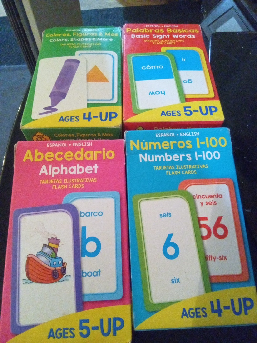 4 Pc School Zone Flash Card Sets