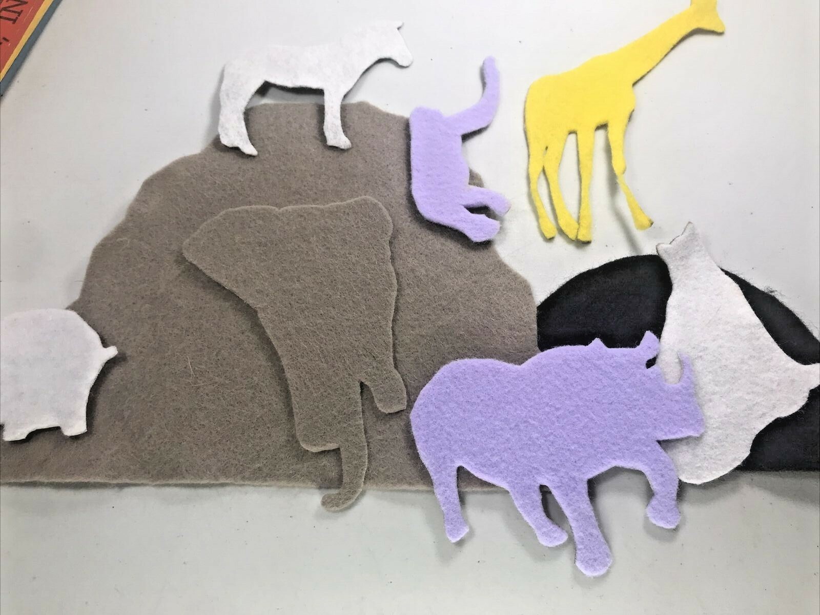 Safari Animals Felt Flannel Pellon Pieces For Storyboard Lot Of 9