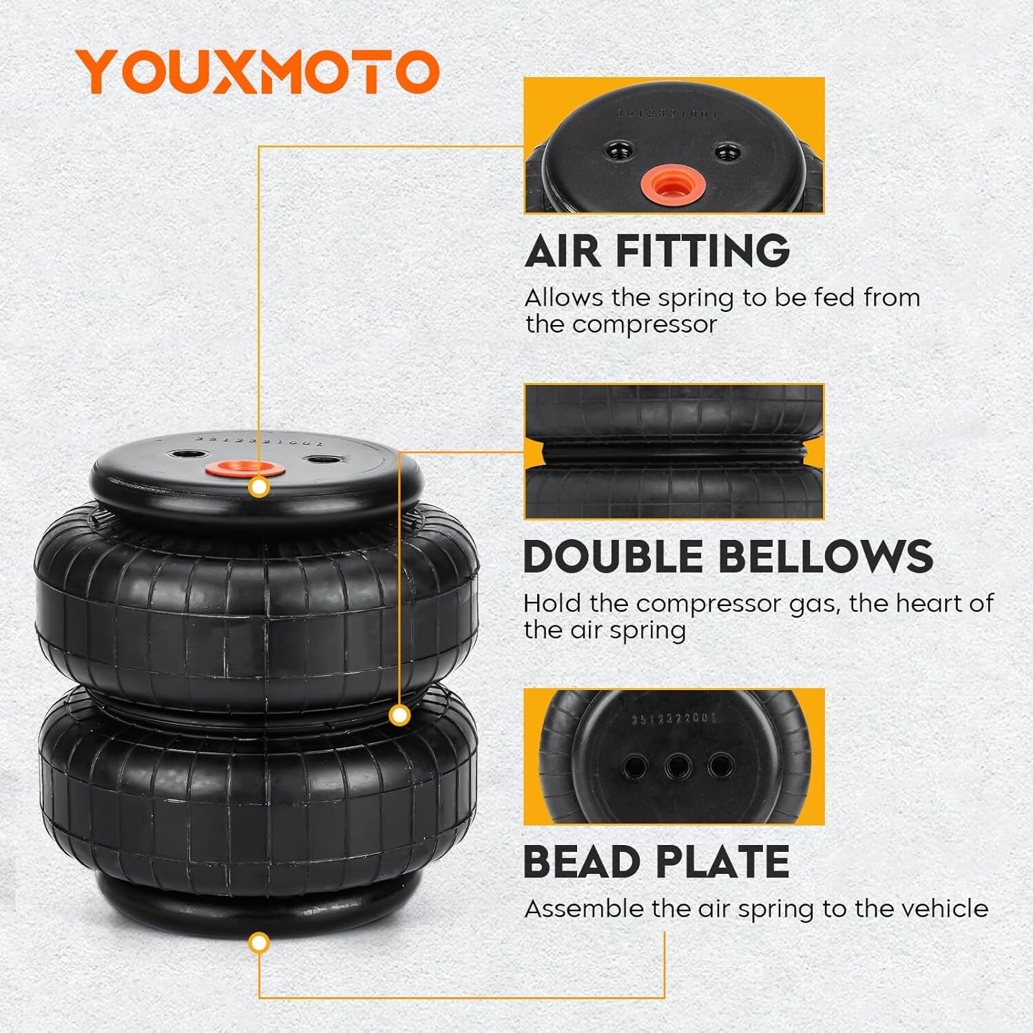 Rear Air Spring Bags Suspension Kit Fit for Ford F250 4WD 1999, F-250 Super Duty