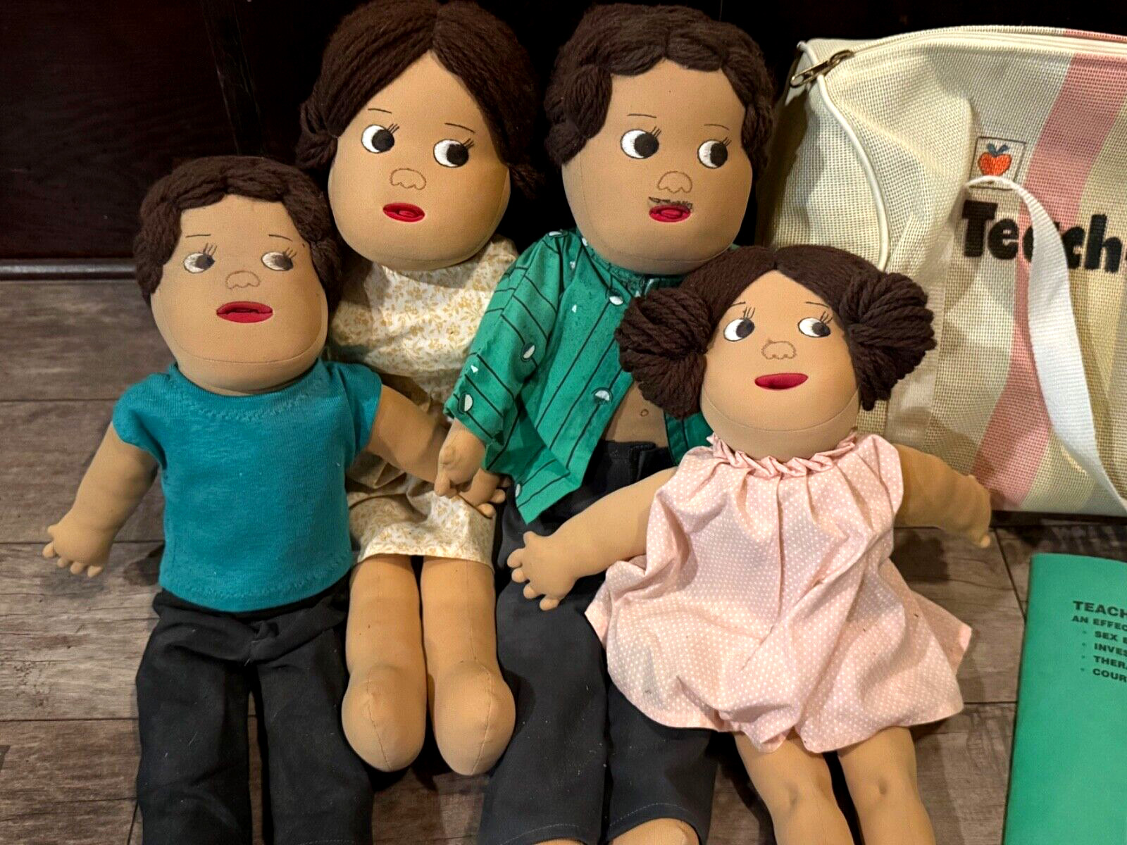 Original 80’s June Harnest Family Dolls Educational Teach A Bodies Booklet & Bag