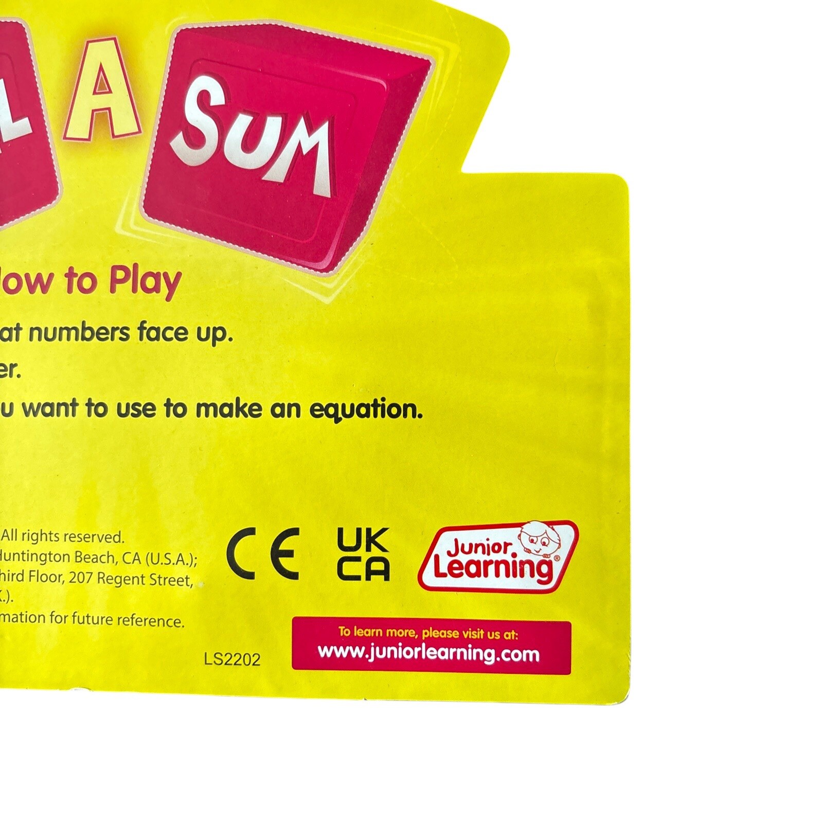 Junior Learning: Roll A Sum Dice Game, Educational Resource, Kids