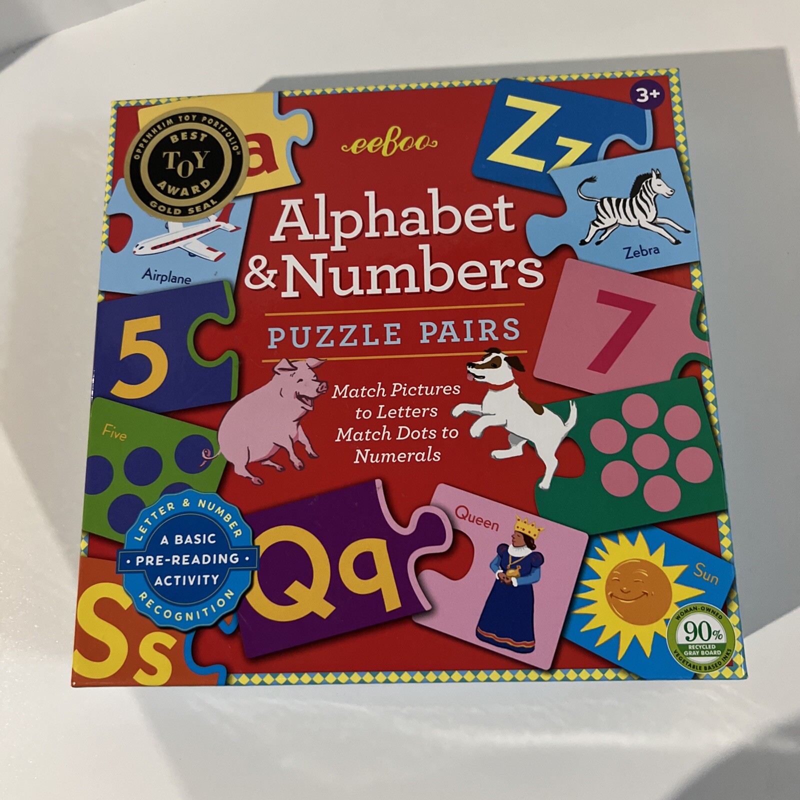 Alphabet & Numbers Puzzle Pairs – eeBoo – Toy Award