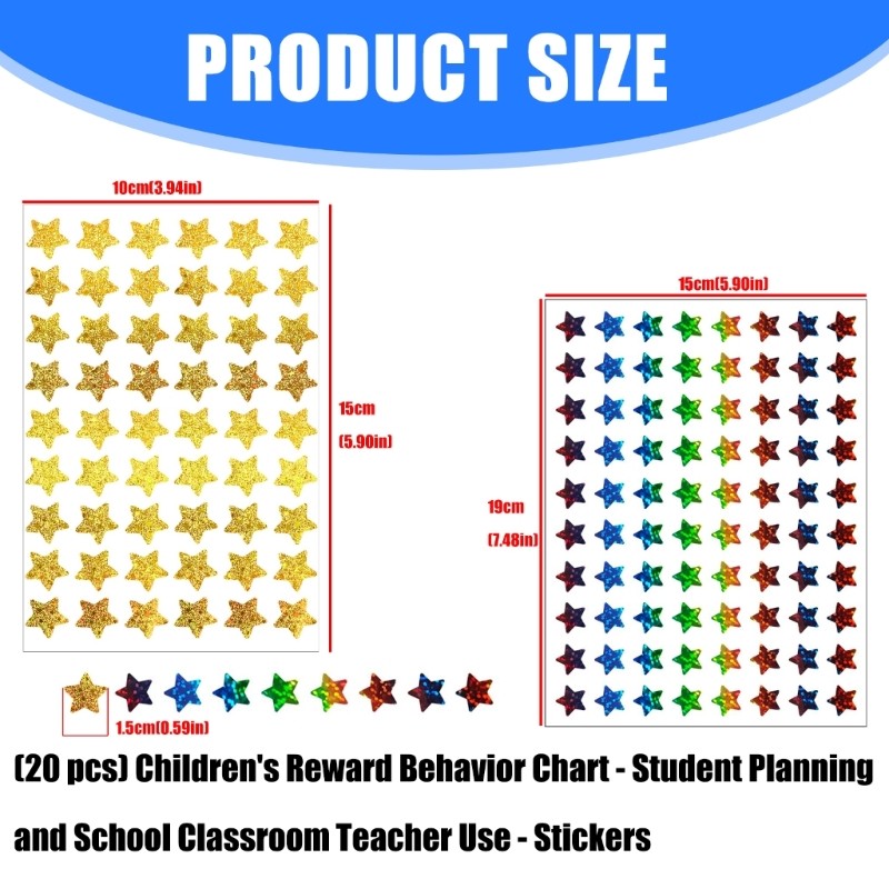 Glittering Star Sticker for Scrapbooking Journal Album Classroom Behavior Chart