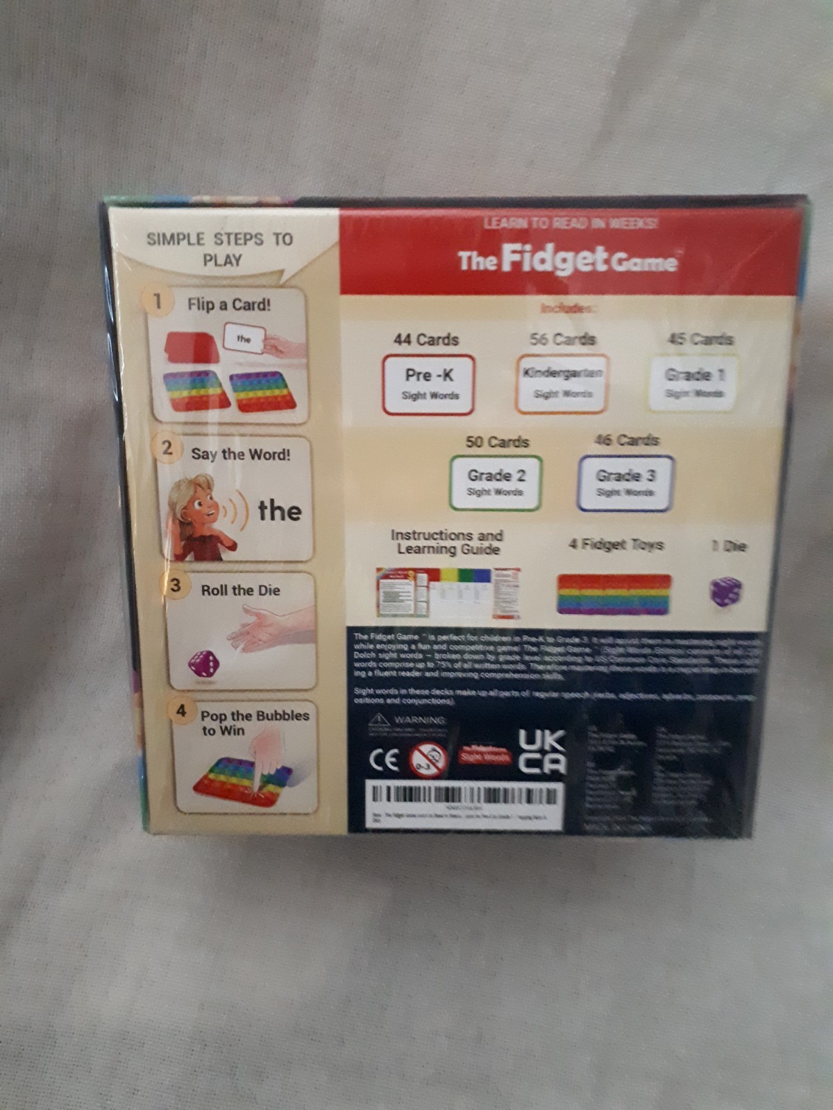 The Fidget Game Learn to Read in Weeks Sight Words Grades Pre K-3 Sealed