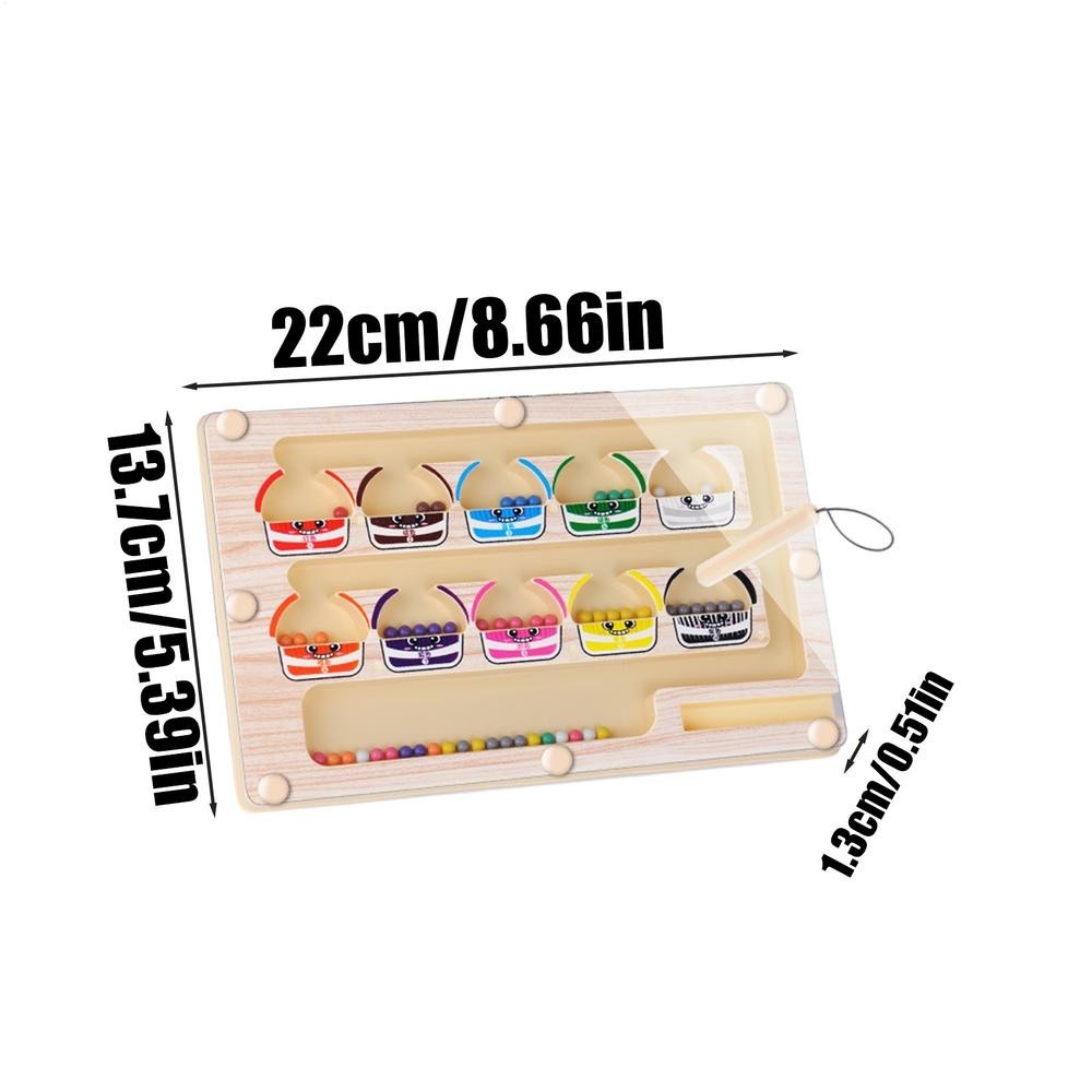 Magnetic Color and Number Maze, Montessori Wooden Toddler Magnet Puzzle Game