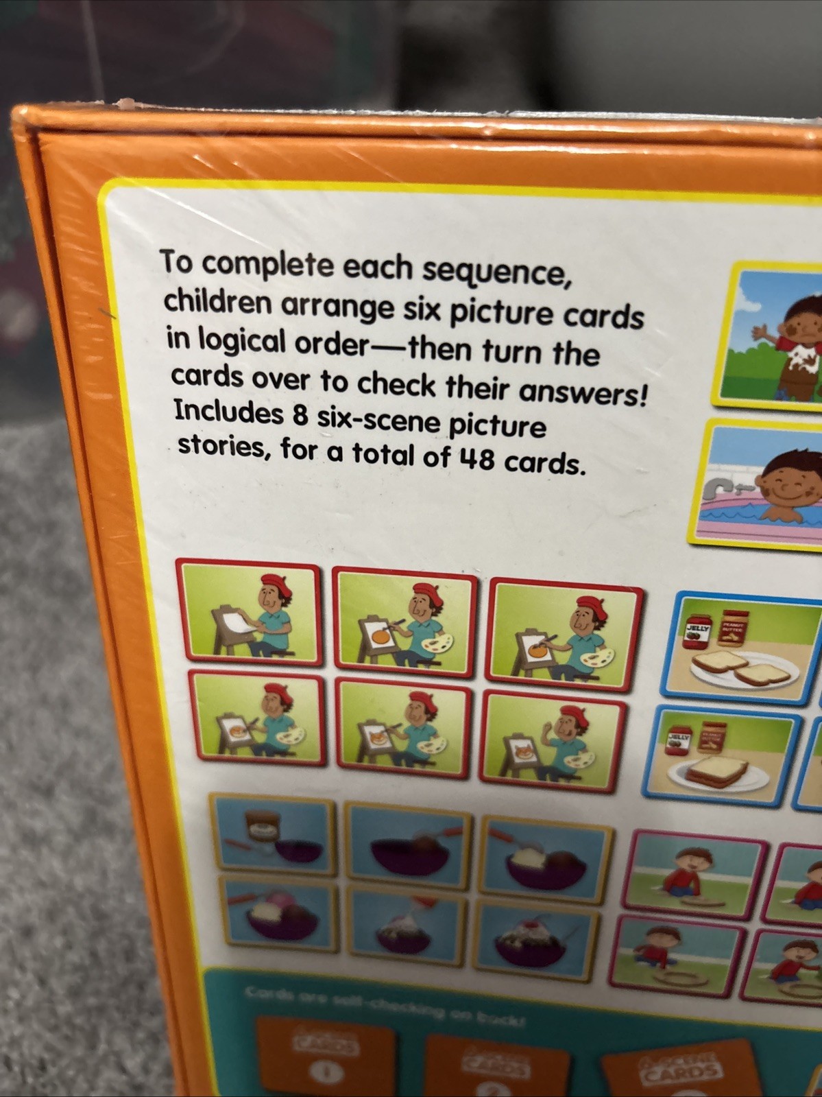 LAKESHORE 6-Scene Sequencing Cards Kids Learning Game Cards, 8 Scenes 48 Cards