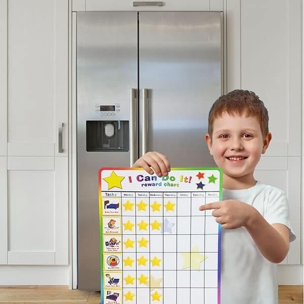11×15.5-Inch Star Theme Reward Chart for Children, Encourages Independence