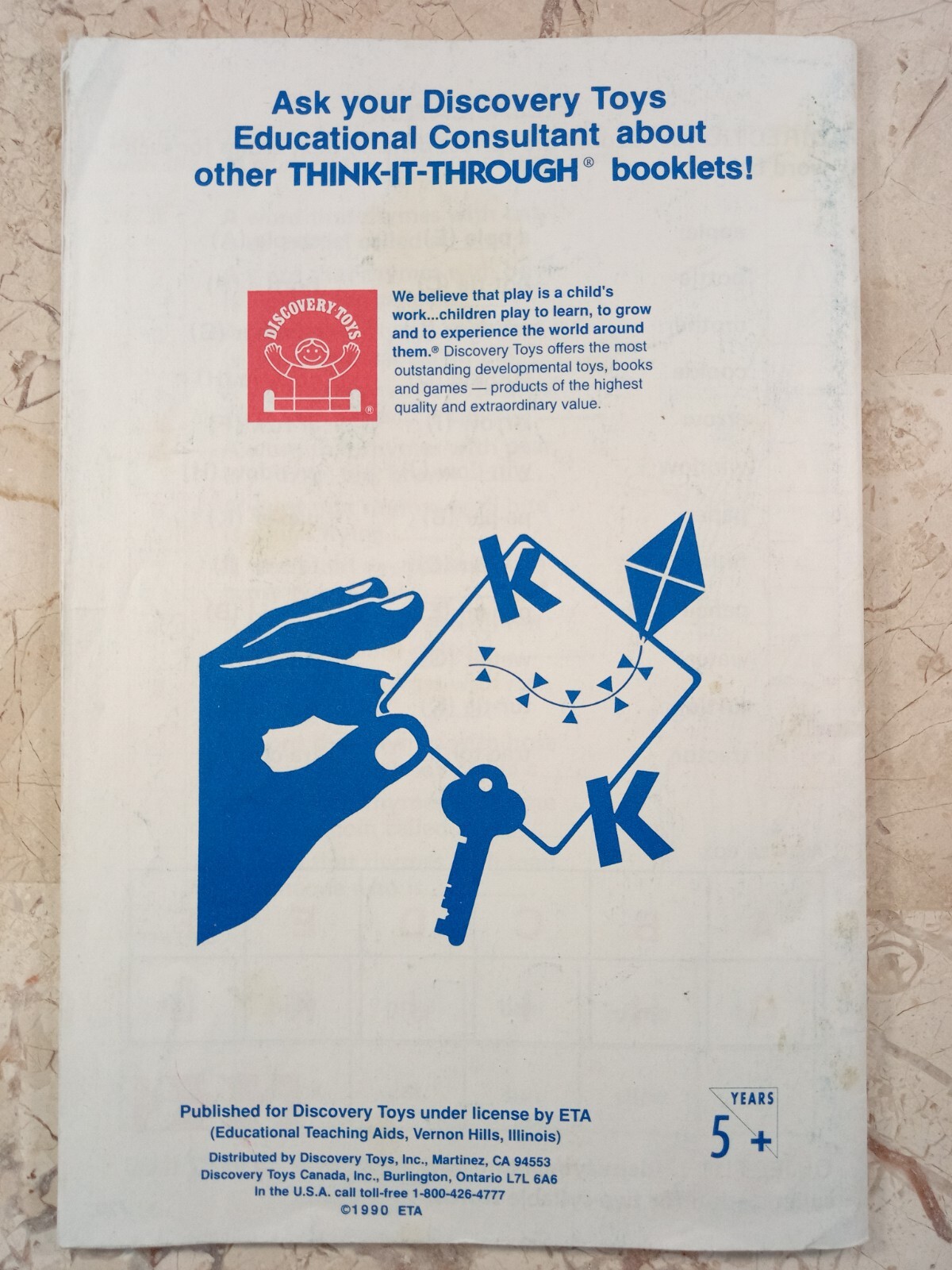 THINK-IT-THROUGH Book 1 Phonics Fun 3090 Ages 5+ VTG 1990 Discovery Toys 29pp