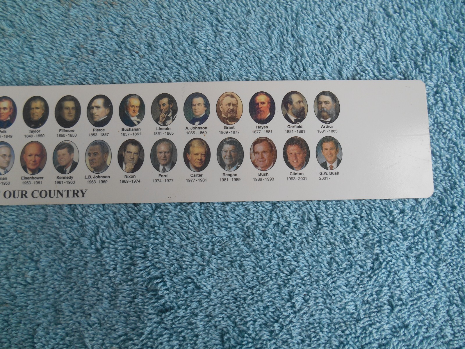 HUNTINGTON LEARNING CENTER PRESIDENTS OF OUR COUNTRY 12 INCH PLASTIC RULER