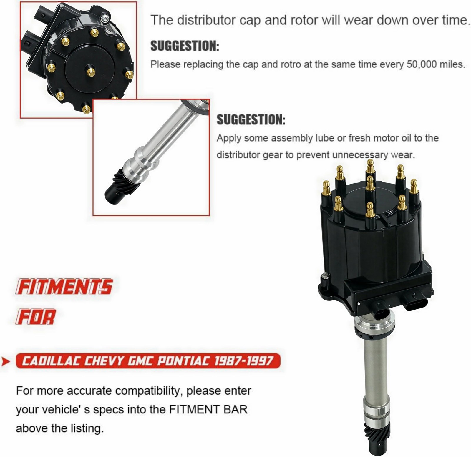 THEBIGDEALS Ignition Distributor Black Cap Chevy/GMC