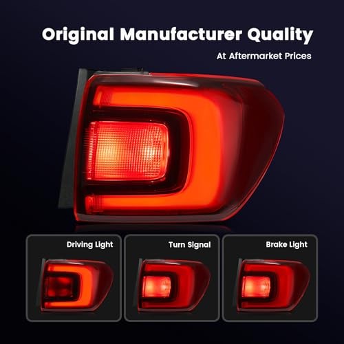 Black Tail Lights Assembly Compatible With 17-19 Black Right Passenger Side