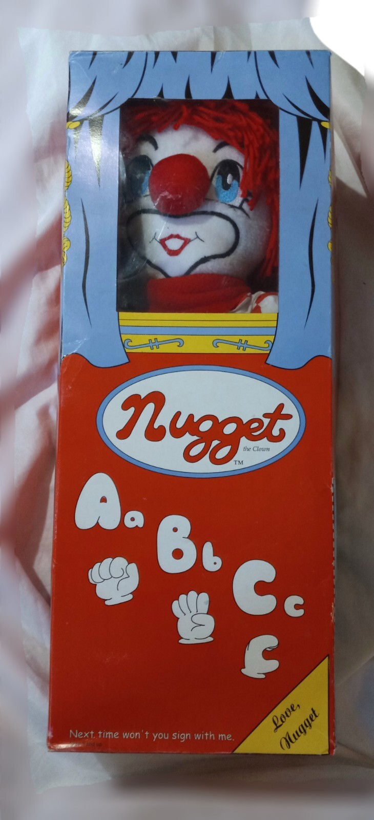Nugget the Clown. Sign Language Plush Doll 1999 Nugget’s Window. NEW