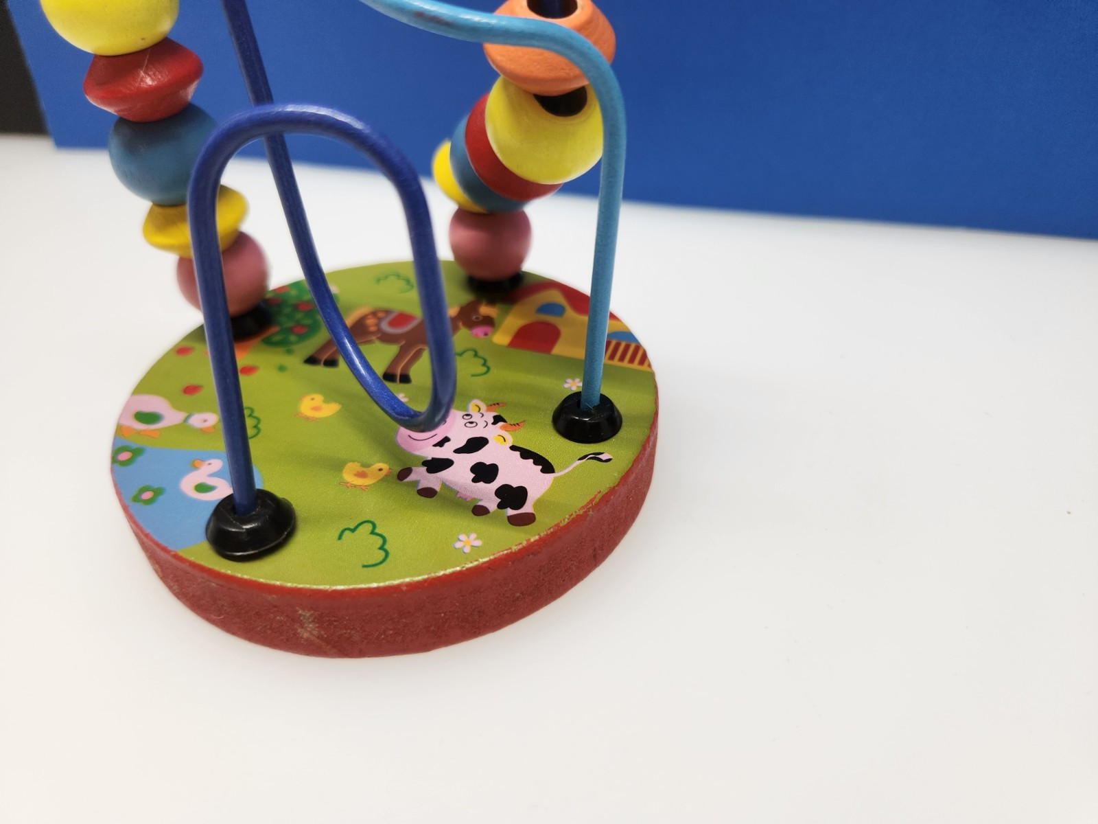 Vintage Mini Rollercoaster Bead Maze Wood Wire Toy Multicolor Small