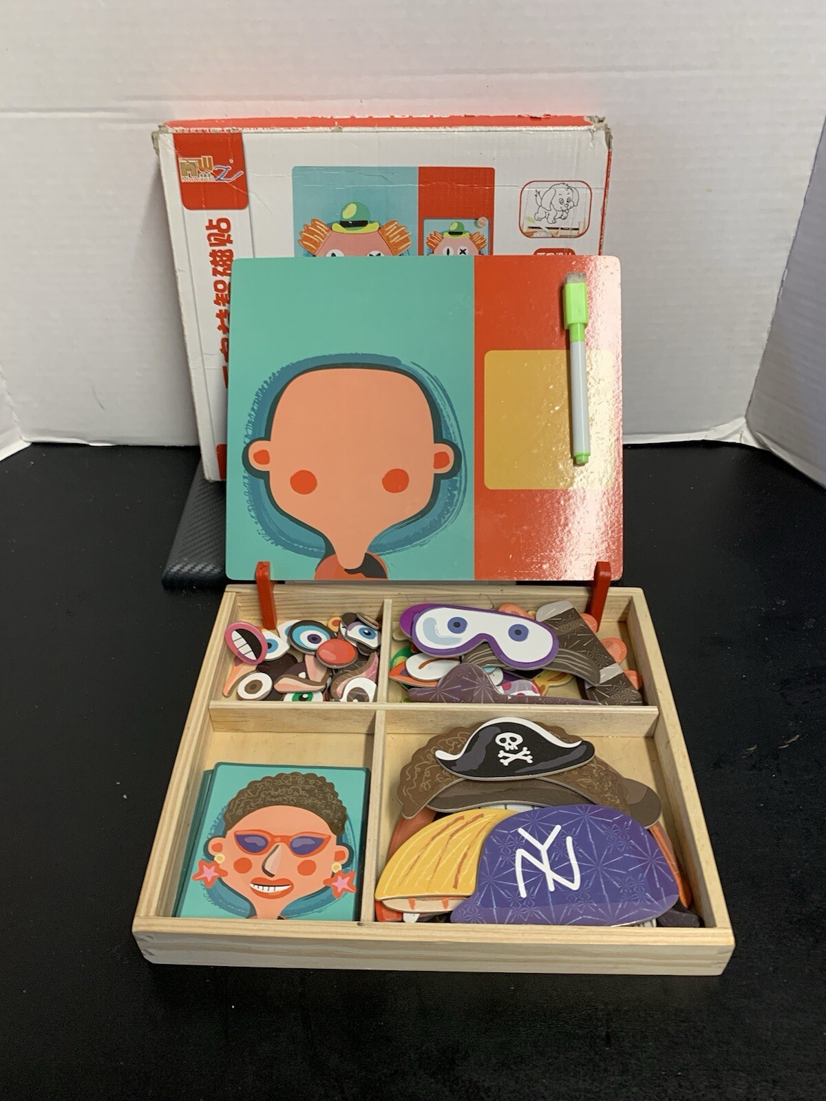 Muwanzi Magnetic Character Facial Features Puzzle W/ Back Drawing White Board 🔥