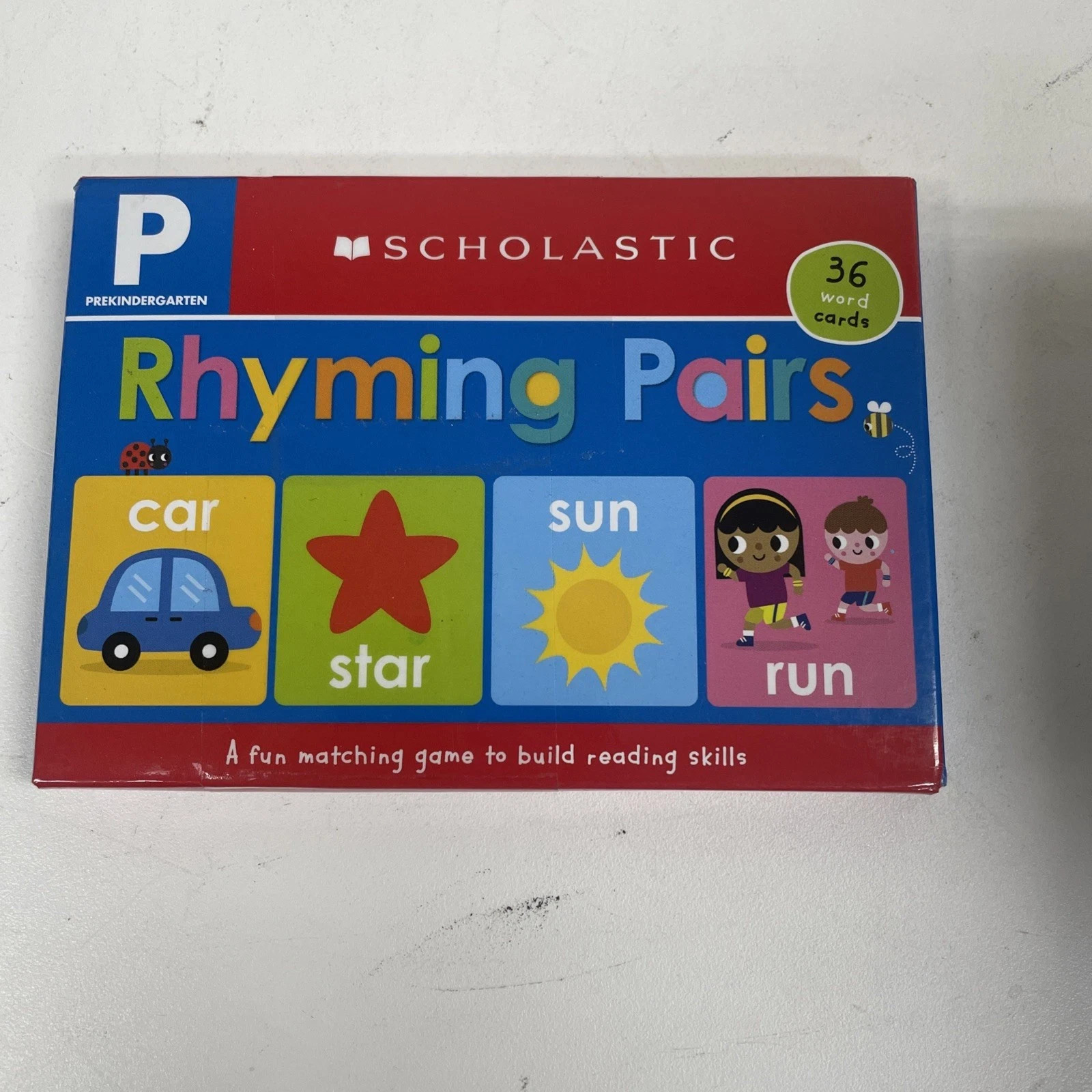 Scholastic Rhyming Pairs Matching Game – Pre-K Learning Cards – 36 Word Cards –