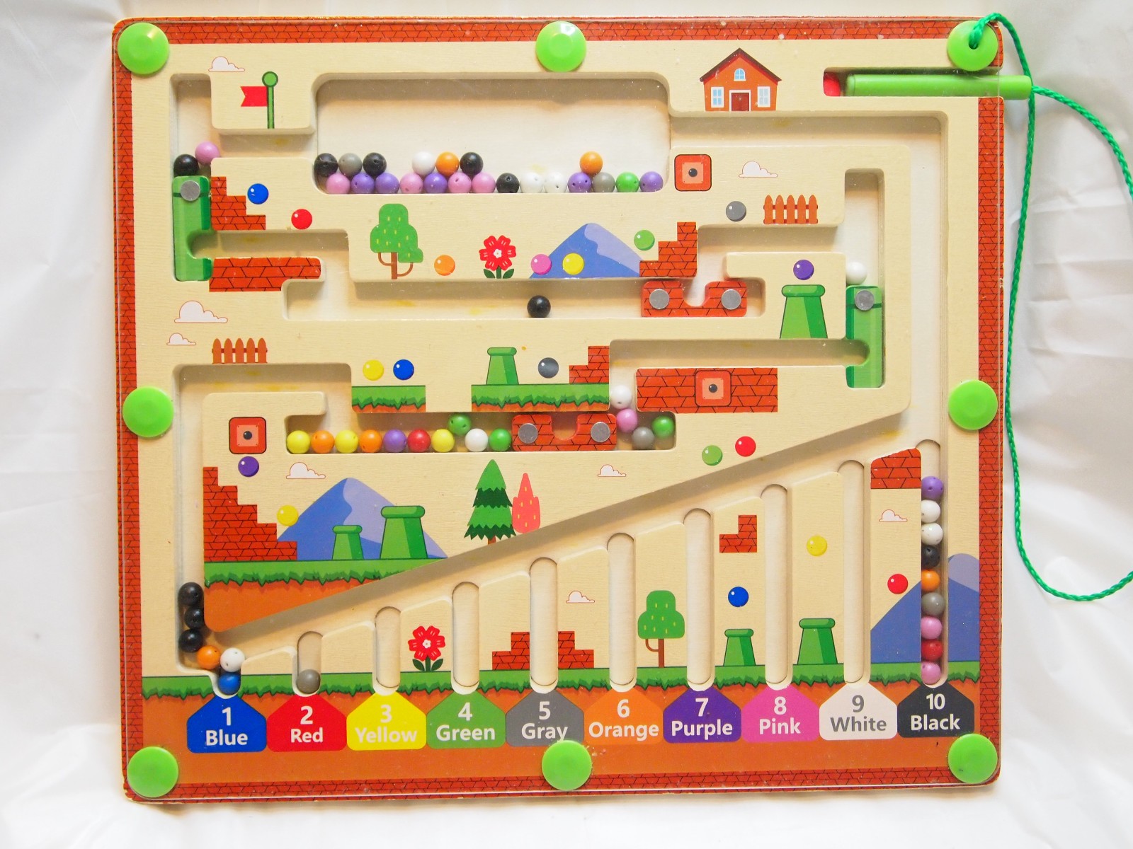 Magnetic Color and Number Maze, Montessori Wooden Toddler Magnet Puzzle Game