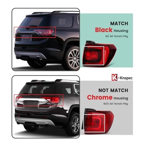 Black Tail Lights Assembly Compatible With 17-19 Black Right Passenger Side